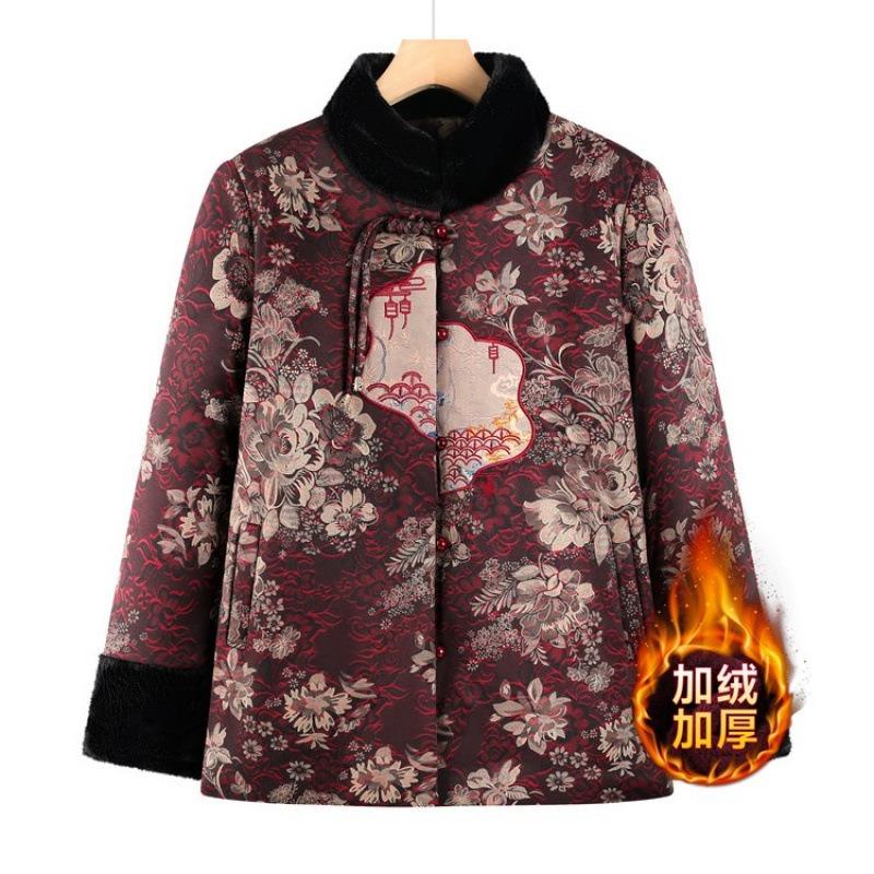 Winter padded jacket velvet padded jacket old lady jacket thickened padded jacket to keep warm