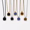 Stainless Steel Square Pendant Men, Sweater Stacked Necklace, Natural Tiger Eye Sweater Chain Nc-892