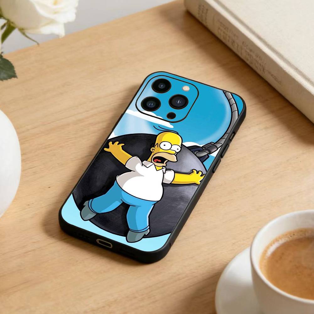 The D-Simpsons Cartoon Phone Case For iPhone 17 16 15 14 13 12 Max Plus Silicone Black Cover