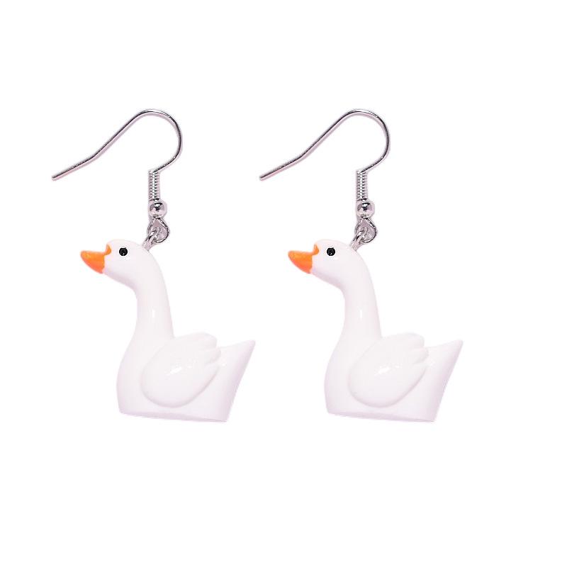 3D Resin Swan Earrings: Cute and Fun Animal Ear Hooks for Women
