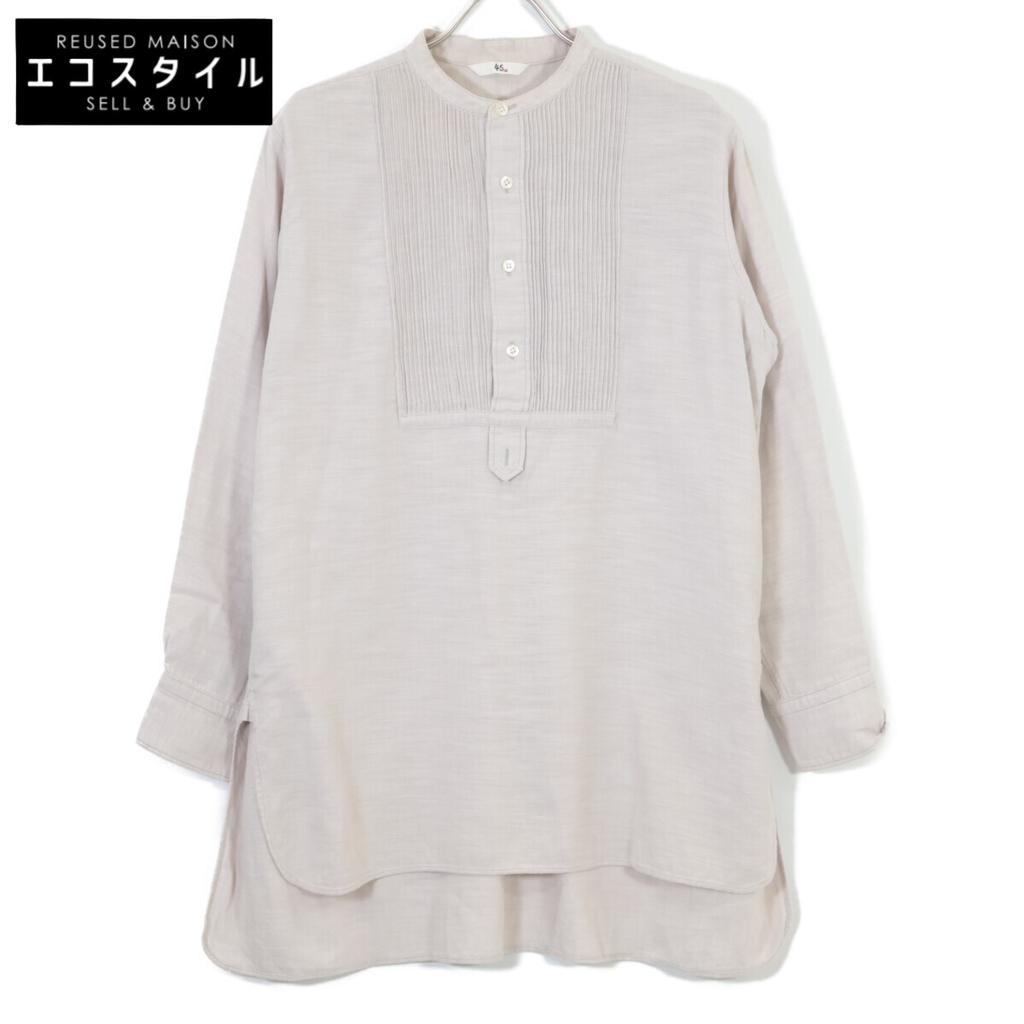 45R 5093050 Beige Cotton Pin-Tuck Pullover Shirt tops 0 beigeUsed