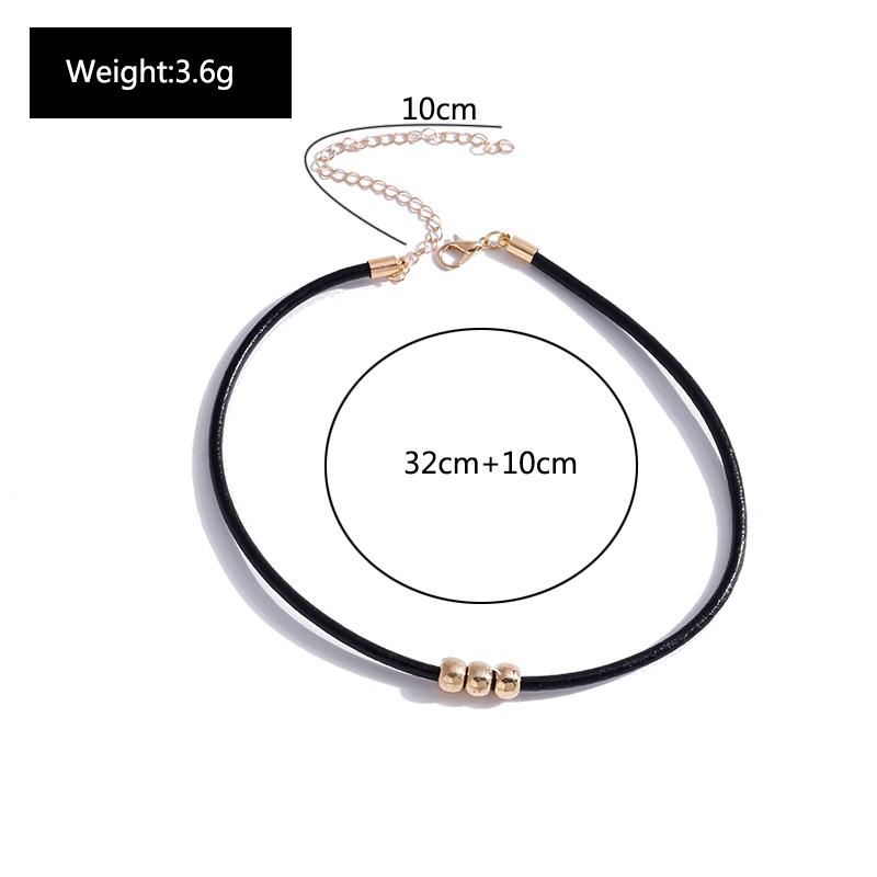 Gothic Style Black Rope Women's Neck Chain Choker Rope Necklaces Gold Color Beads Goth Jewelry Collar For Girl Kpop Chocker