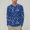3D 5-Pointed Star Pattern Printed Top Casual Long Sleeved Men's T-shirts - Soft Medium Stretch Polyester Fabric Spring and Autumn Relaxed Fit Clothing