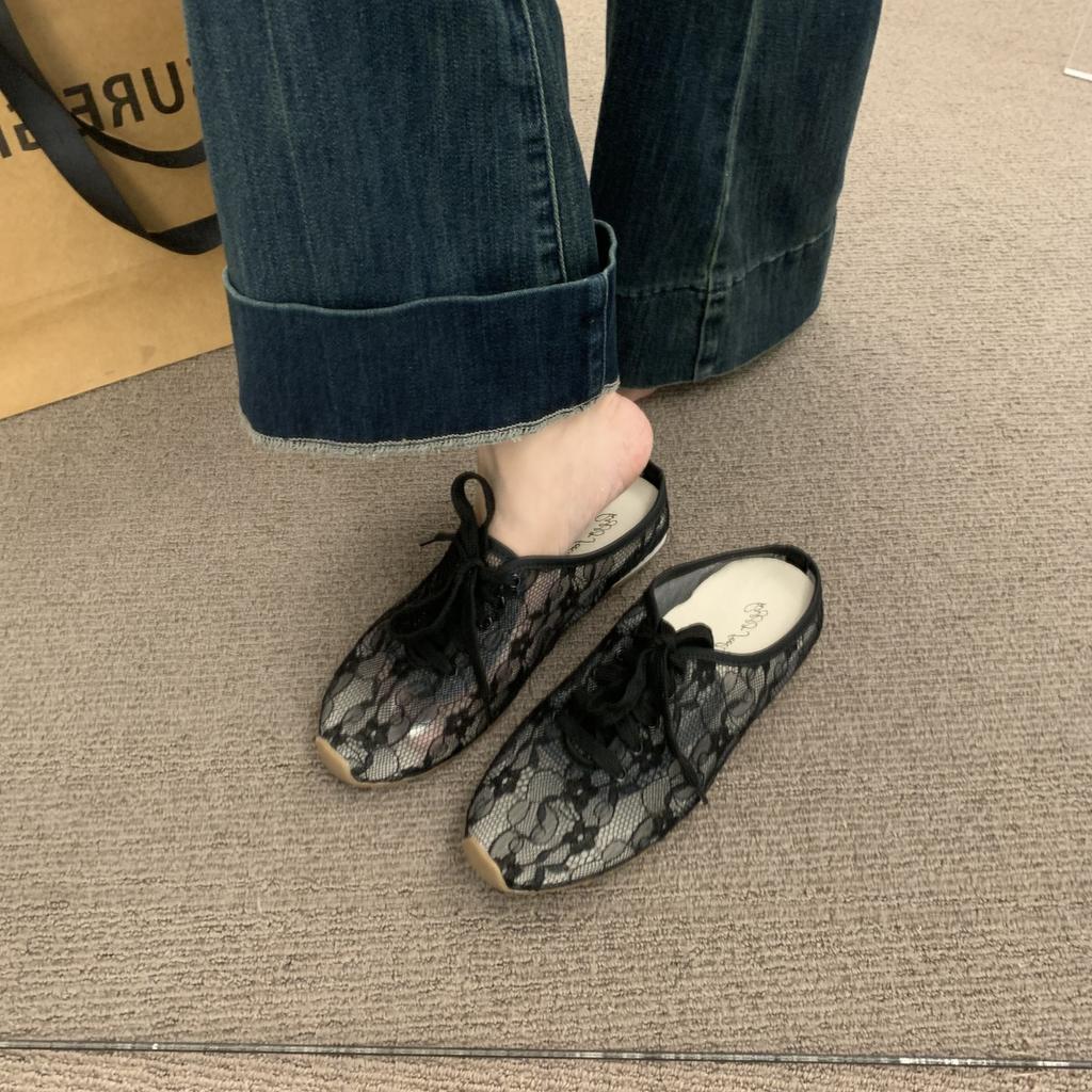 Fashion House Slippers Platform Shoes Woman 2025 Cover Toe Pantofle New Lace-Up Slides Scandals Round Shoes Woman 2025 House Slippers Pl