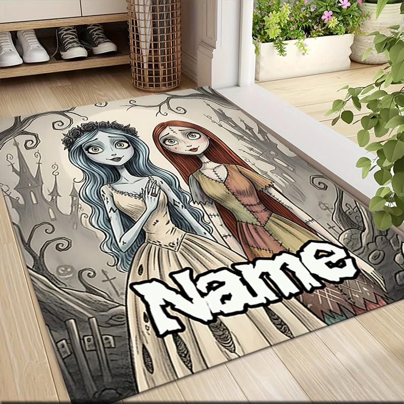 Custom Name Unicorn Pink Flowers Carpet Rug Customizable Soft Washable Anti-Slip Home Living Room Sofa Mats Personalized Rug. 0909122