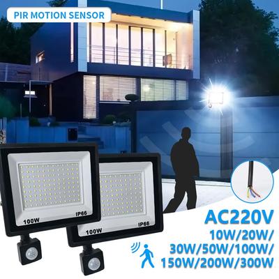 LED PIR Motion Sensor/ NO Sensor Floodlight Wall Light Outdoor 3 Color AC220V IP66 Waterproof LED Spotlight Reflector For Garden