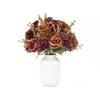 Kunstmatige Herfst Zijdebloem Boeketten 2 Bundels Realistische Oranje Rozen en Hortensia's voor Vaas Slinger Tafelstuk
