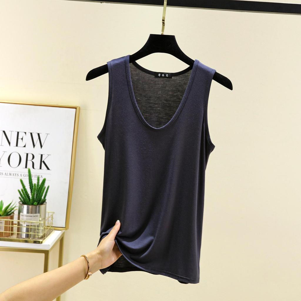 6XL Oval Collar Stretch Loose Vest Summer Modal Fashion All-match Large Size Bottoming Shirt Hem Arc Women's Top