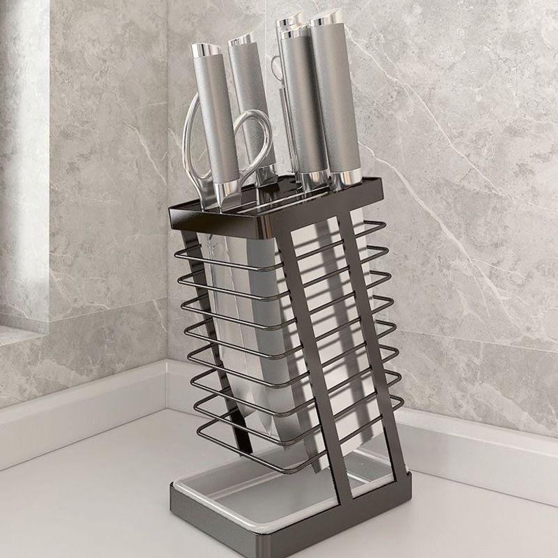 304 Stainless Steel Knife Holder Kitchen Counter Modern Minimalist With Multi-Compartment Design