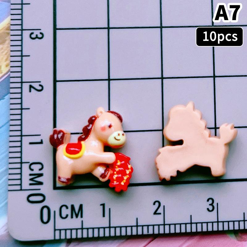 10Pcs 2026 The Year Of Horse Accessories Nail Art Charms Horse Yuanbao Lucky Bag Design Resin Nail Art Rhinestion Decoration