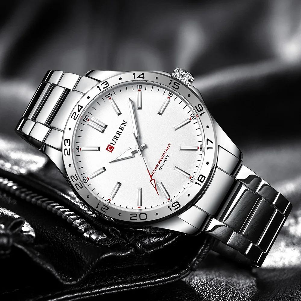 CURREN 8452 Casual Sport Simple Business Men's Watches Stainless Steel Band Wristwatch Quartz Clock with Luminous Pointers