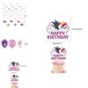Kuromi Themed Birthday Party Decor Supplies Set With Flag Cake Spiral Balloon And Bright Colorful Toppers