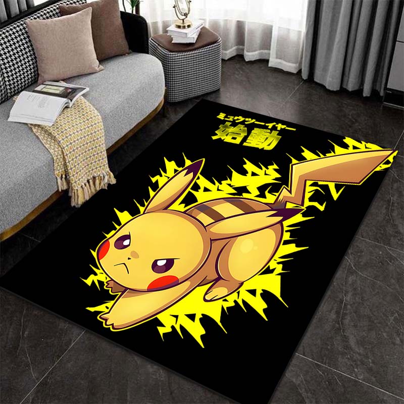 Japan P-Pokemon Pikachu Pattern Cartoon Carpets for Living Room Bedroom Bedside Floor Mat Area Rug Home Decor Luxury Gifts
