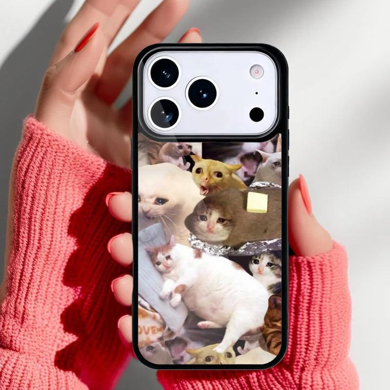 Crying Cat Memes And Dog Phone Case for iPhone 17 16 15 14 13 Pro Max Back Cover for 12 11 Pro Coque