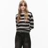 Retro Color-blocked Striped Long-sleeved Sweater for Women Korean Style Lazy Loose Round Neck Pullover Autumn and Winter Sweater
