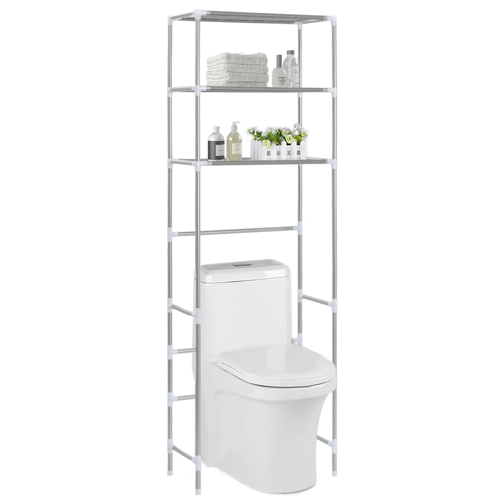 Support de rangement 3 niveaux de toilette Argenté 53x28x169 cm