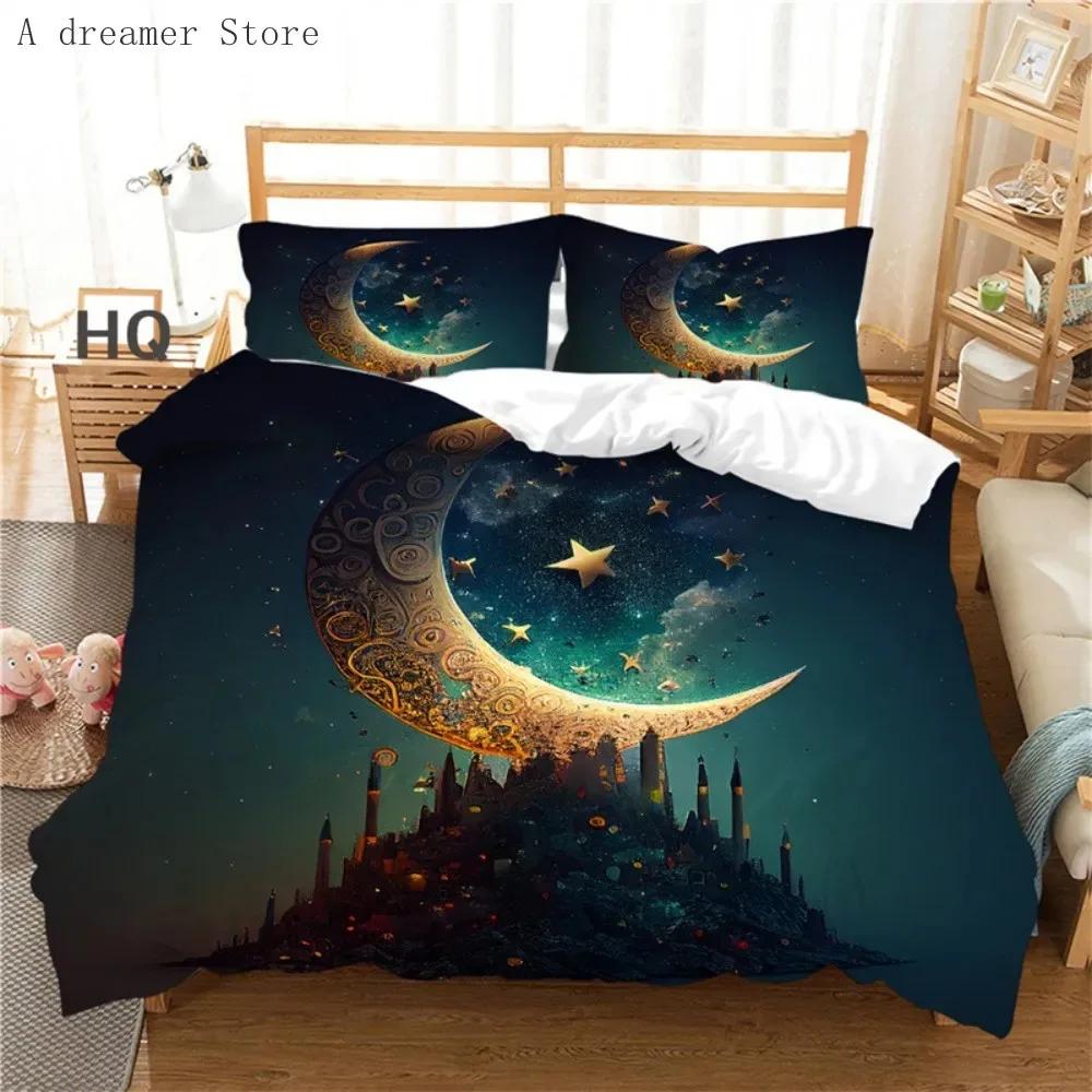 Design Moon Star Bedding Set Cartoon Duvet Cover King Queen Double Size Luxury Adults Bed Linen and Pillow Case