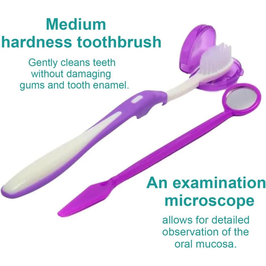 Orthodontic Dental Care Brush Kit Teeth Cleaning Braces Toothbrush with Interdental Brush Floss Thread Ortho Wax Travel Kit (Blue)