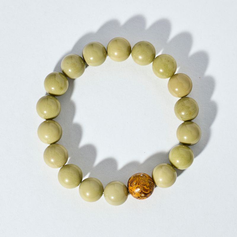 

Chunche Natural Alashan Bracelet Big Paint Beads Bracelet Bracelet for Men and Women Same Style All-Matching Minimalist Girlfriends Jewelry 16cm Green Wood