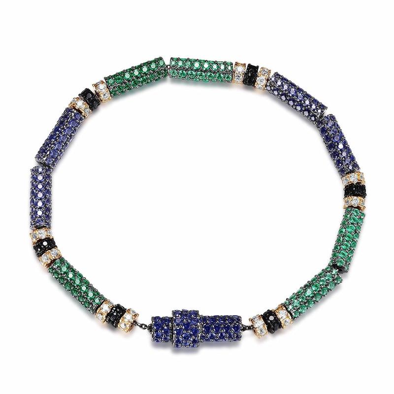 APM Monaco Bracelet [Romantic Confession] Cool Accessories Pavé Zirconia Resort Style Trendy Personality Light Luxury Alloy Blue Love Letter AB5048M