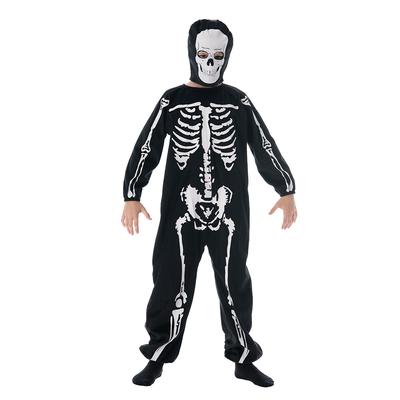 Kinder Jungen Skelett Knochen Overall Gruseliger Totenkopf und Maske Halloween Party Kostüm Outfit