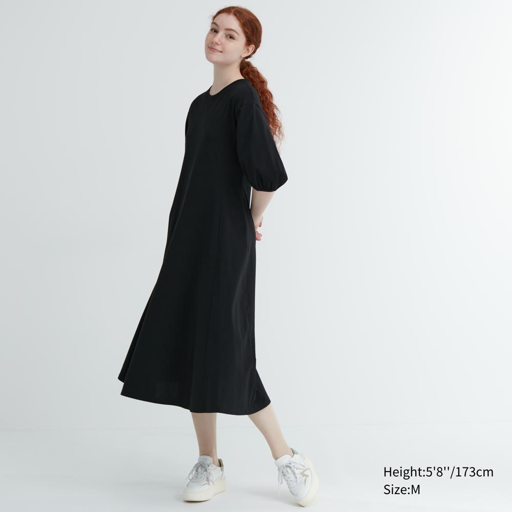 

Хлопковое платье с объемными рукавами UNIQLO