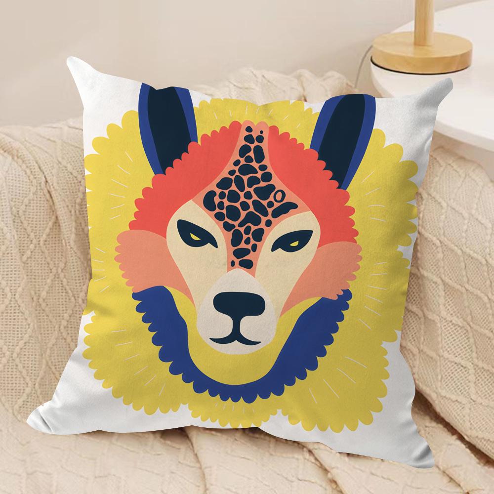 Abstract Floral Animal Fashion Cushion Cover Silky Short Plush Invisible Zipper Dustproof Sofa Pillow Case for Home Decor