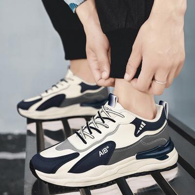 2025 Popular Men's Shoes Spring and Autumn Flat Bottom New Versatile Sports Leisure Running Height Increase Youth Leather Dad Shoes