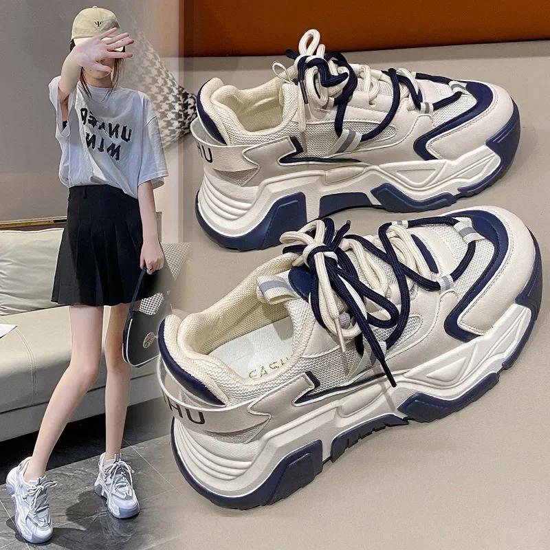 Lace up Wedge Platform Shoes For Women Casual Chunky Sneakers Female Fashion Warm Walking Shoes Trainers Dad Shoes Woman2024