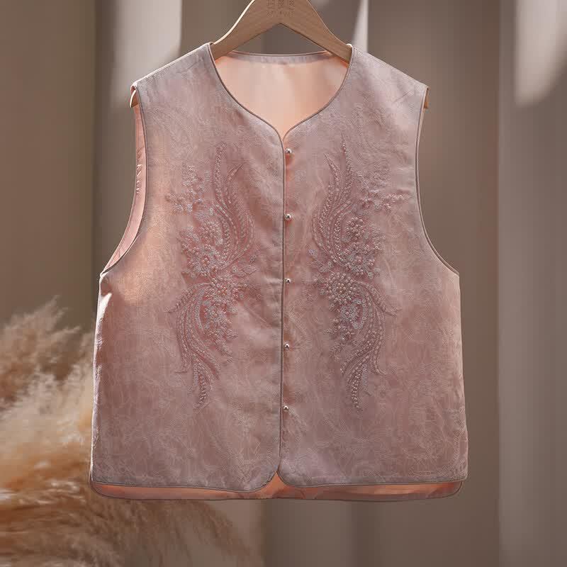 New Chinese Style Embroidered Sequin Sleeveless Vest L