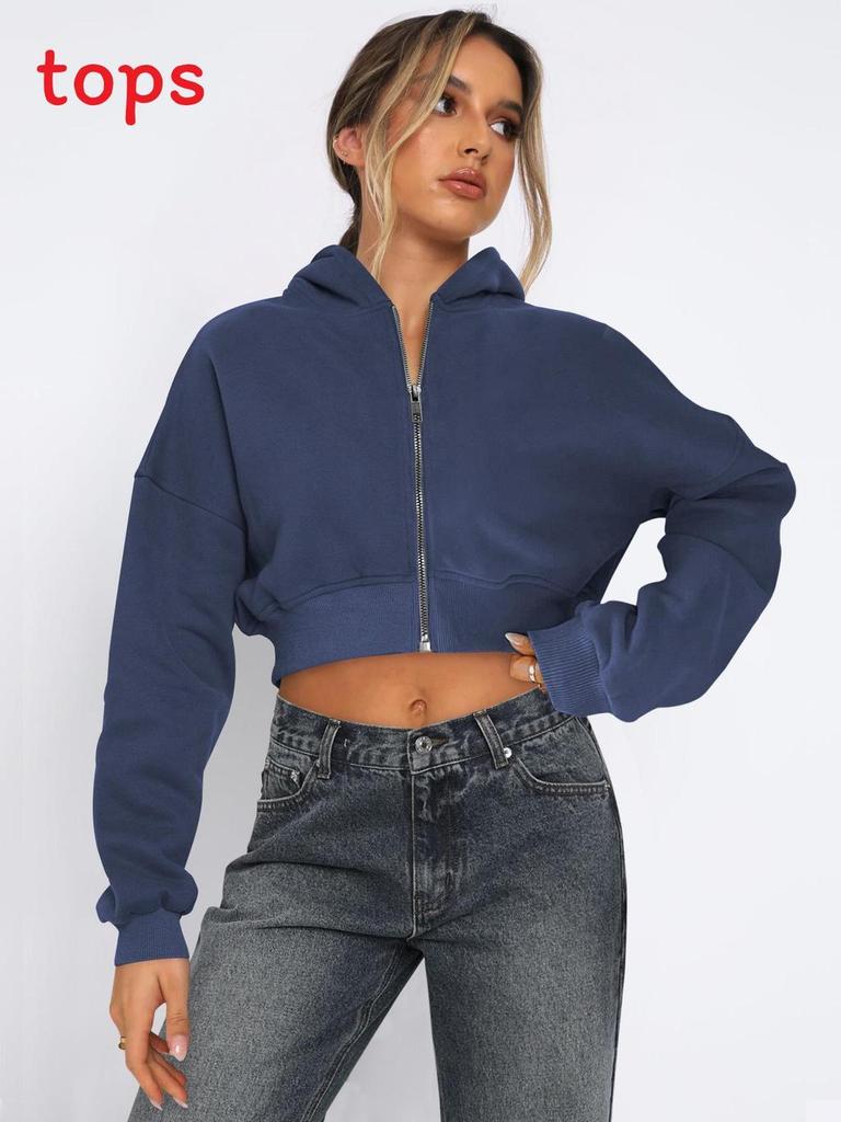 Streetwear Womens Short Sleeve Hoodie With Zipper For Fall Winter Casual Wear