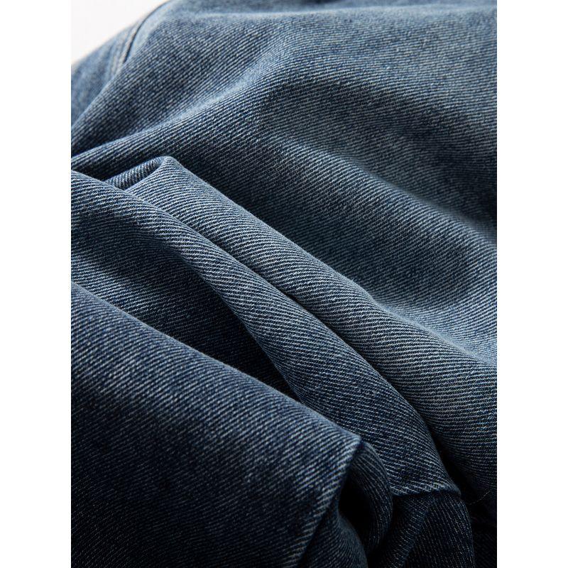 Men's Curved Hem Jeans Autumn/Winter New Style Heavyweight Pants American Retro Loose Straight Casual Wide-Leg Trousers