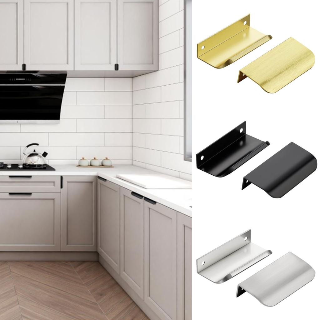 1Pc 80mm Simple Hidden Cabinet Handles Kitchen Cupboard Door Pulls Elegance Handles Aluminum Alloy Furniture Handle Hardware