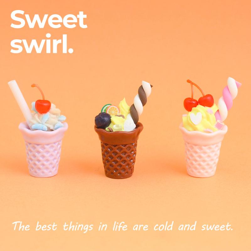 10Pcs Kawaii Simulation Mini Waffle Crispy Cone Ice Cream Base Diy For Keychain Earrings Scrapbook Dollhouse Accessories