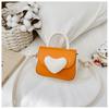 Color Heart Blocking Shaped Buckle Leather Children Shoulder Bag For Daily Use