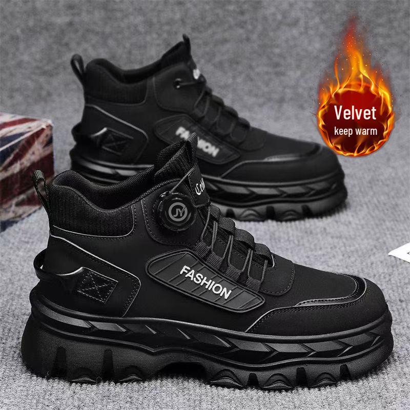 2026 Men's High-Top Martin Boots: Trendy, Thick Sole, Height-Increasing, Anti-Slip Casual Sports Shoes for Spring/Autumn.