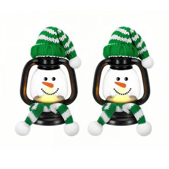 Mini Snowman Lantern with Hats And Scarves Christmas Flickering LED Candles Winter Small Snow Man Table Centerpiece for Holiday Party Favors