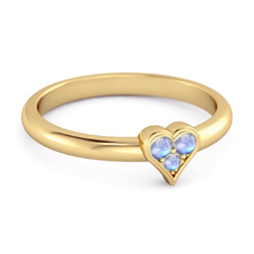 Moonstone Heart Cluster Ring - 925 Sterling Silver Gold Vermeil