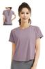 MORGEN SKY Short Sleeve Yoga Activewear Top with Round Breathable Thin and Stretch and Perfect for and YD016 Women's Hem, Mesh, Fabric, Slimming,