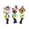 Corduroy Tennis Ball Dog Toy: Little Monkey Cow Shape with Paw Print Cotton Rope and Squeaker.