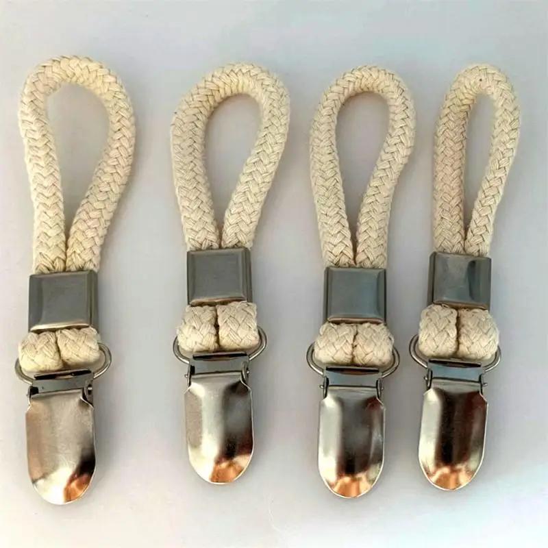 1~10PCS Bathroom Towel Clips Braided Cotton Towel Clip With Metal Clamp For Home Bathroom Kitchen Storage Pegs