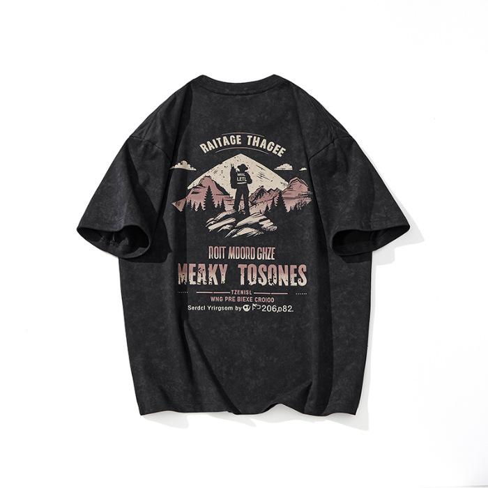 

Мужская летняя футболка с коротким рукавом из плотного хлопка с принтом, свободный топ с круглым вырезом и рукавом до локтя 4XL чёрный