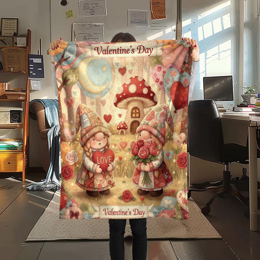 1 Stück Valentinstag Druck Flanelldecke, Hohe Qualität, Bequem für Alle Jahreszeiten, Heimdekoration, Perfekt für Weihnachten, Geburtstagsgeschenk