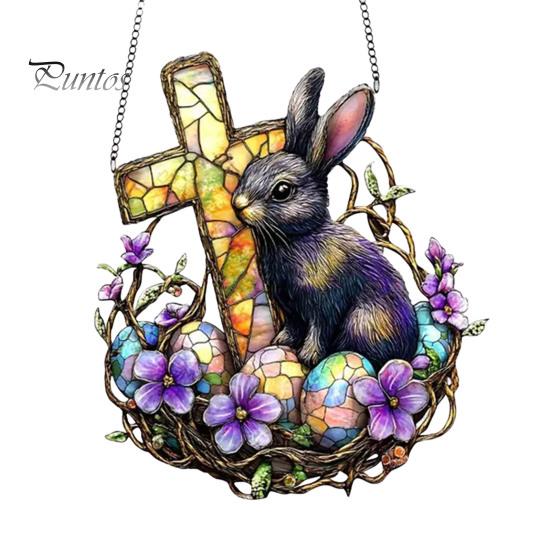 

Пасхальный кролик, украшение из окрашенного акрила, подвесное украшение на окно, красочный кролик, художественное украшение для дома, стены, двери, сада, весеннего пасхального декора