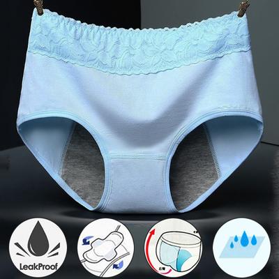 Women's Plus Size Physiological Pants Mid Waist Antibacterial Leakproof Physiological Panties Embroidered Boxer Pants