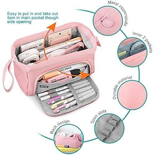 Trousse Scolaire Mamowla - Grande Capacité - Rose - Mixte - Enfant