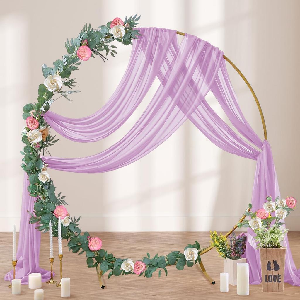 Wedding Arch Draping Fabric, 1 Panel 6/10M Champagne Sheer Backdrop Curtain Wedding Arch Decorations for Wedding Party Ceiling