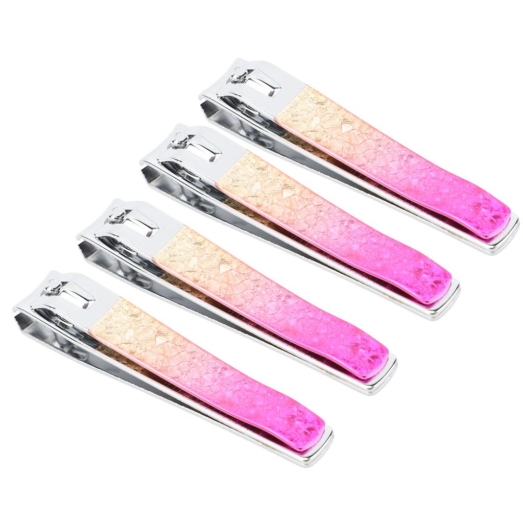 4pcs Nail Clippers Electroplating Stainless Steel Fingernail Clippers Comfortable Grip Toenail Clipp