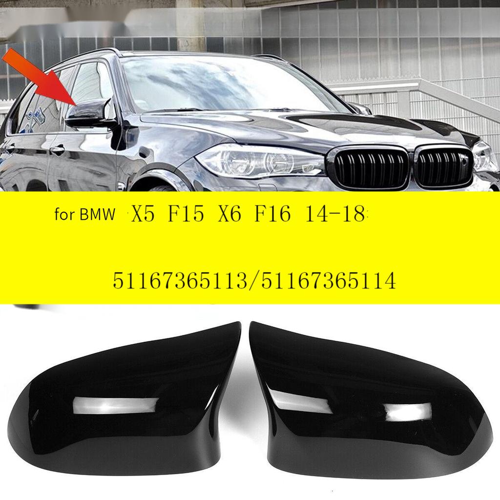For BMW X5 F15 X6 F16 2014-2018 Pair Rear View Mirror Cap Car Side Door Mirror Cover Wing Cap Replacement 51167365113