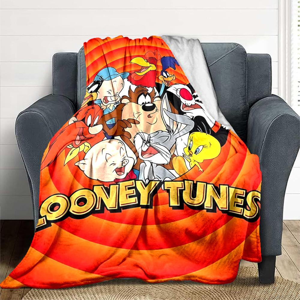 1pc Looney Tunes Flannel Throw Blanket Lightweight Soft Warm All Season Blanket for Sofa, Bed, Travel,L1029004